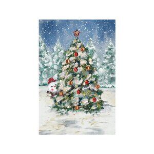 Chiristmas Tree with Lights Lanscape Unframed Canvas Wall Art  24" X 36"